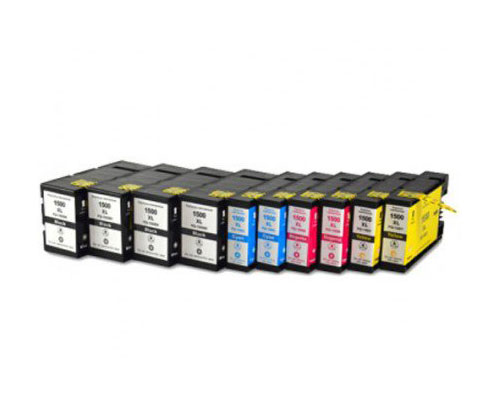 10 Cartuchos de tinta Compatibles, Canon PGI-1500 Negro 36ml + Colores 11.5ml