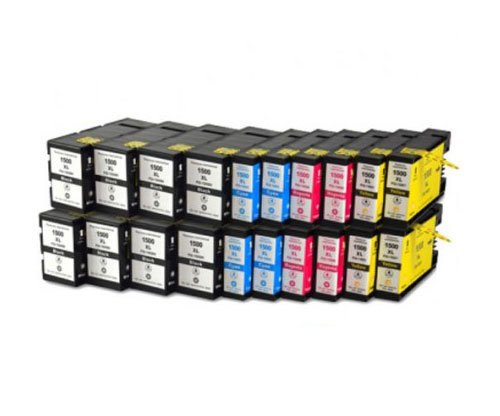 20 Cartuchos de tinta Compatibles, Canon PGI-1500 Negro 36ml + Colores 11.5ml