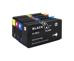 4 Cartuchos de Tinta Compatible, HP 963XL Negro 48ml + Colores 23ml