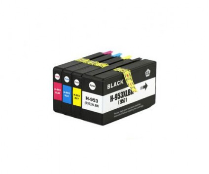 4 Cartuchos de Tinta Compatibles, HP 953 XL / HP 957 XL Negro 56ml + Colores 26ml