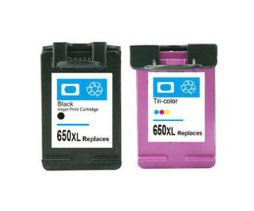 2 Cartuchos de Tinta Compatibles, HP 650 XL Negro 20ml + Colores 17ml