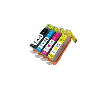 4 Cartuchos de Tinta Compatibles, HP 655 Negro 22ml + Colores 13ml