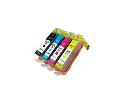 4 Cartuchos de Tinta Compatibles, HP 655 Negro 22ml + Colores 13ml