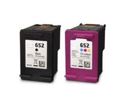 2 Cartuchos de Tinta Compatibles, HP 652 XL Negro 20ml + Colores 18ml