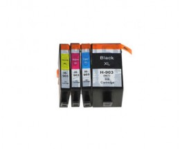 4 Cartuchos de Tinta Compatibles, HP 903 XL Negro 21.5ml + Colores 14ml ~ 825 Paginas