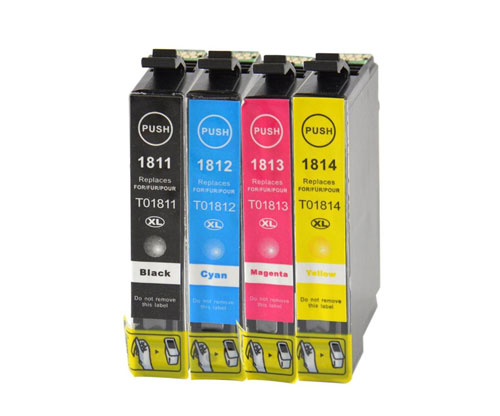 4 Cartuchos de tinta Compatibles, Epson T1811-T1814 / 18 XL Negro 17ml + Colores 13ml
