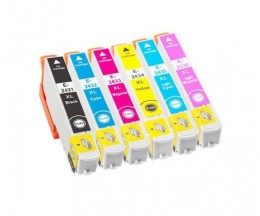 6 Cartuchos de tinta Compatibles, Epson T2431-T2436 / 24XL Negro 13ml + Colores 13ml