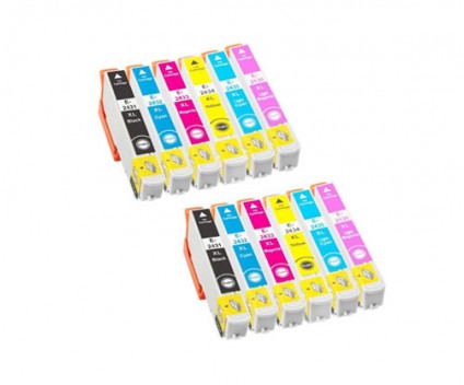 12 Cartuchos de tinta Compatibles, Epson T2431-T2436 / 24 XL Negro 13ml + Colores 13ml