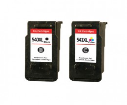 2 Cartuchos de tinta Compatibles, Canon PG-540 XL / CL-541 XL Negro 24ml + Colores 21ml
