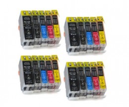 20 Cartuchos de tinta Compatibles, Canon BCI-3 / BCI-6 / BCI-5 Negro 26.8ml + Colores 13.4ml
