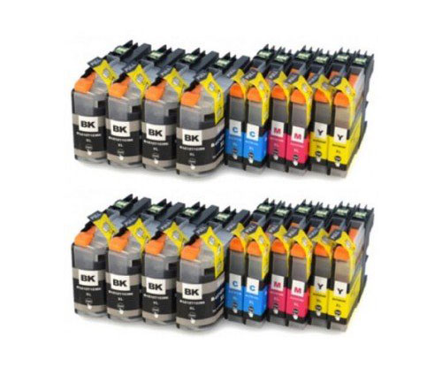 20 Cartuchos de tinta Compatibles, Brother LC-121 / LC-123 Negro 20.6ml + Colores 10ml