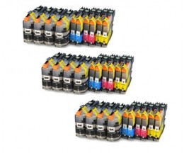 30 Cartuchos de tinta Compatibles, Brother LC-121 / LC-123 Negro 20.6ml + Colores 10ml