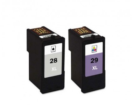 2 Cartuchos de tinta Compatibles, Lexmark 28 XL Negro 21ml + Lexmark 29 XL Colores 15ml