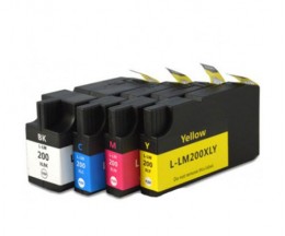 4 Cartuchos de tinta Compatibles, Lexmark 200 XL / 210 XL Negro 82ml + Colores 36ml