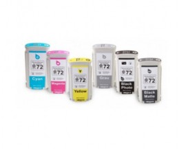 6 Cartuchos de tinta Compatibles, HP 72 Negro + Colores 130ml
