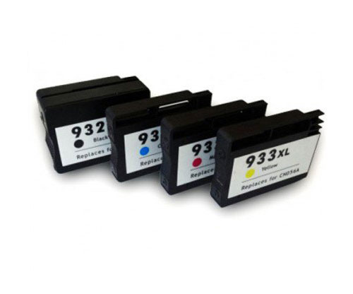 4 Cartuchos de tinta Compatibles, HP 932XL / 933XL Negro 40ml + Colores 14ml