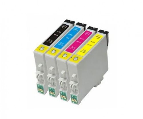 4 Cartuchos de tinta Compatibles, Epson T0611-T0614 Negro 17ml + Colores 15ml