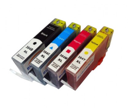 4 Cartuchos de tinta Compatibles, HP 364 XL Negro 18.6ml + Colores 14.6ml