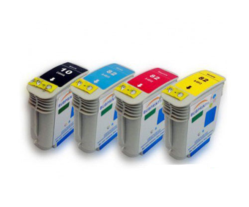 4 Cartuchos de tinta Compatibles, HP 10 Negro 69ml + HP 82 Colores 69ml