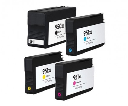 4 Cartuchos de tinta Compatibles, HP 951 XL / HP 950 XL Negro 75ml + Colores 26ml