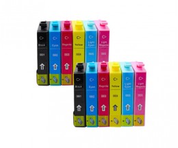 12 Cartuchos de tinta Compatibles, Epson T0801-T0806 Negro 13ml + Colores 13ml