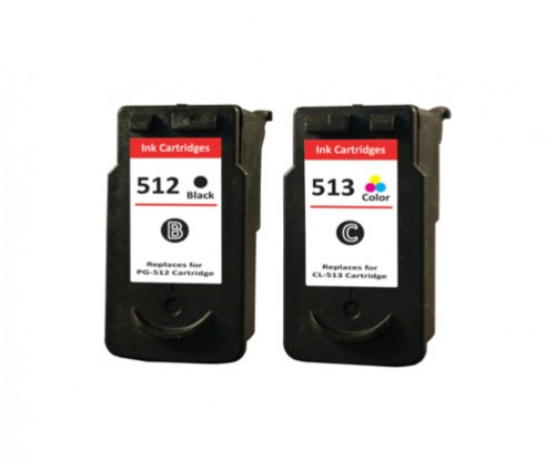 2 Cartuchos de tinta Compatibles, Canon PG-510 / PG-512 Negro 16ml + CL-511 / CL-513 Colores 14.5ml