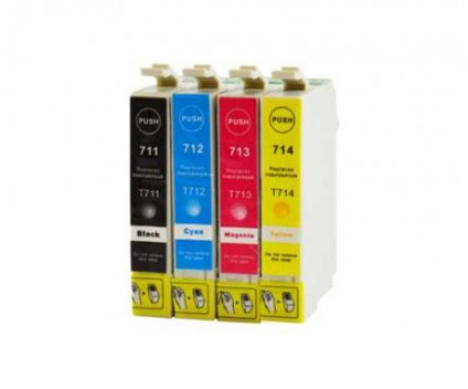 4 Cartuchos de tinta Compatibles, Epson T0711-T0714 Negro 13ml + Colores 13ml