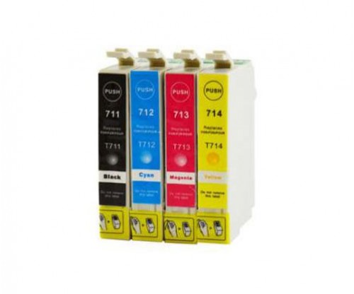 4 Cartuchos de tinta Compatibles, Epson T0711-T0714 Negro 13ml + Colores 13ml