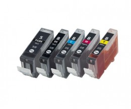 5 Cartuchos de tinta Compatibles, Canon PGI-5 / CLI-8 Negro 26.8ml + Colores 13.4ml