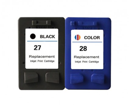 2 Cartuchos de tinta Compatibles, HP 28 Colores 18ml + HP 27 Negro 22ml