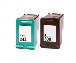 2 Cartuchos de tinta Compatibles, HP 344 Colores 18ml + HP 338 Negro 20ml