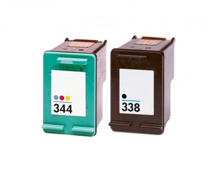 2 Cartuchos de tinta Compatibles, HP 344 Colores 18ml + HP 338 Negro 20ml