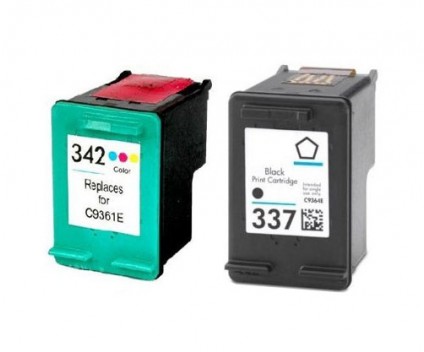 2 Cartuchos de tinta Compatibles, HP 342 Colores 18ml + HP 337 Negro 18ml