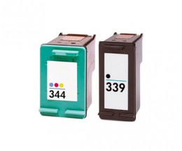 2 Cartuchos de tinta Compatibles, HP 344 Colores 18ml + HP 339 Negro 25ml