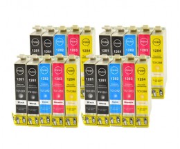 20 Cartuchos de tinta Compatibles, Epson T1281-T1284 Negro 13ml + Colores 6.6ml