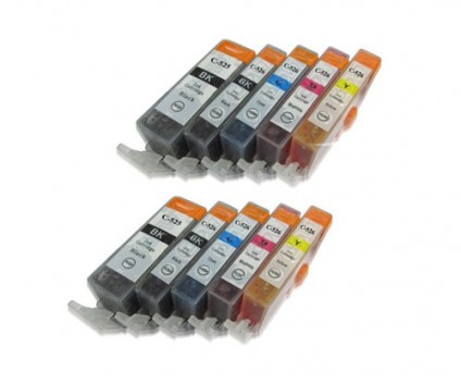 10 Cartuchos de tinta Compatibles, Canon PGI-525 / CLI-526 Negro 19.4ml + Colores 9ml