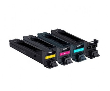 4 Cartuchos de Toneres Compatibles, Konica Minolta A0DKX52 Negro + Colores ~ 8.000 Paginas