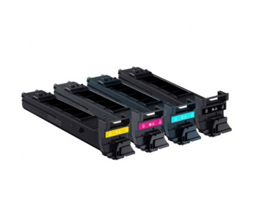 4 Cartuchos de Toneres Compatibles, Konica Minolta A0DKX52 Negro + Colores ~ 8.000 Paginas