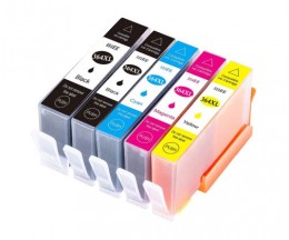 5 Cartuchos de tinta Compatibles, HP 364 XL Negro 18.6ml + Colores 14.6ml