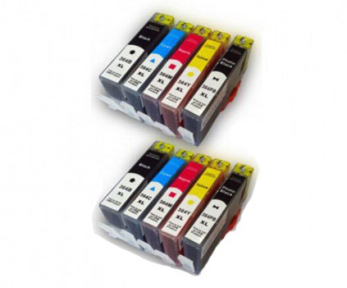 10 Cartuchos de tinta Compatibles, HP 364 XL Negro 18.6ml + Colores 14.6ml