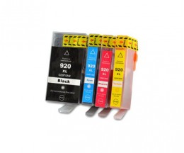 4 Cartuchos de tinta Compatibles, HP 920 XL Negro 53ml + Colores 14.6ml