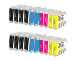 20 Cartuchos de tinta Compatibles, Brother LC-970 XL / LC-1000 XL Negro 36ml + Colores 26.6ml