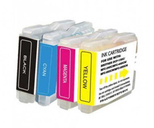 4 Cartuchos de tinta Compatibles, Brother LC-970 XL / LC-1000 XL Negro 36ml + Colores 26.6ml