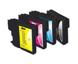 4 Cartuchos de tinta Compatibles, Brother LC-980 XL / LC-1100 XL Negro 28ml + Colores 18ml