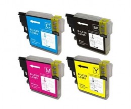 4 Cartuchos de tinta Compatibles, Brother LC-985 XL Negro 28ml + Colores 18ml