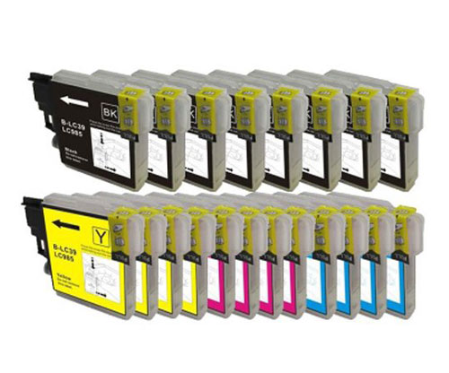 20 Cartuchos de tinta Compatibles, Brother LC-985 XL Negro 28ml + Colores 18ml