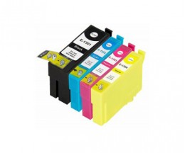 4 Cartuchos de tinta Compatibles, Epson T1301-T1304 Negro 33ml + Colores 14ml