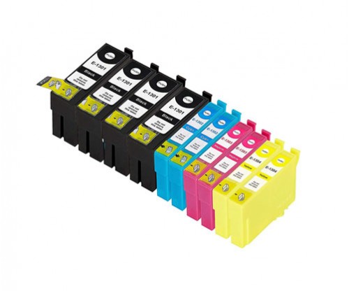 10 Cartuchos de tinta Compatibles, Epson T1301-T1304 Negro 33ml + Colores 14ml
