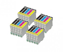20 Cartuchos de tinta Compatibles, Epson T0441-T0444 Negro 17ml + Colores 17ml