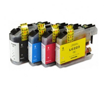 4 Cartuchos de tinta Compatibles, Brother LC-221 / LC-223 Negro 16.6ml + Colores 9ml